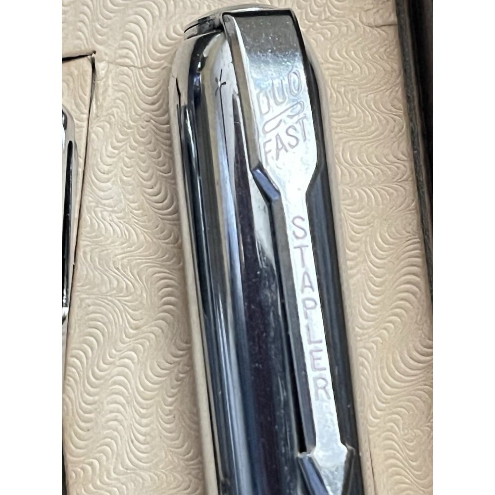 Vtg Mini Stapler Chrome Pocket Clip in Box w/ Staples Buffalo Envelope Company - Picture 4 of 5